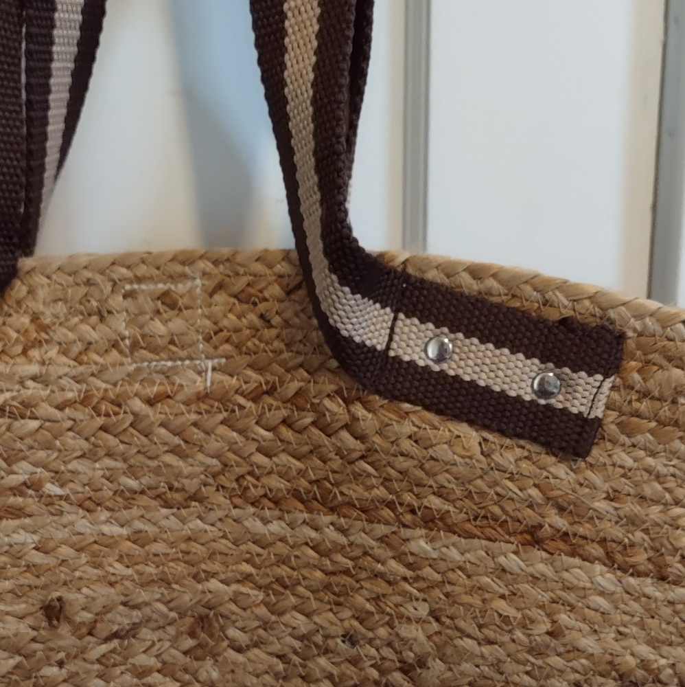 Anthropologie Tan Woven Tote Bag - Picture 2 of 6